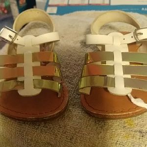 White with gold sandals